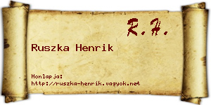 Ruszka Henrik névjegykártya